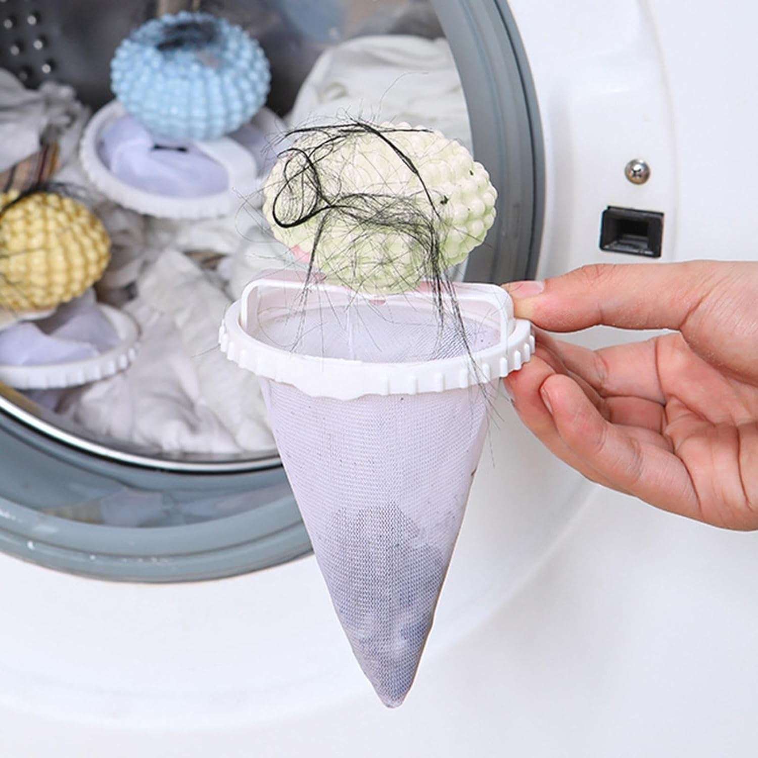 Reusable Washing Machine Floating Cylindrical Shape Lint Mesh Bag ( 1 Pc) - LootFaat