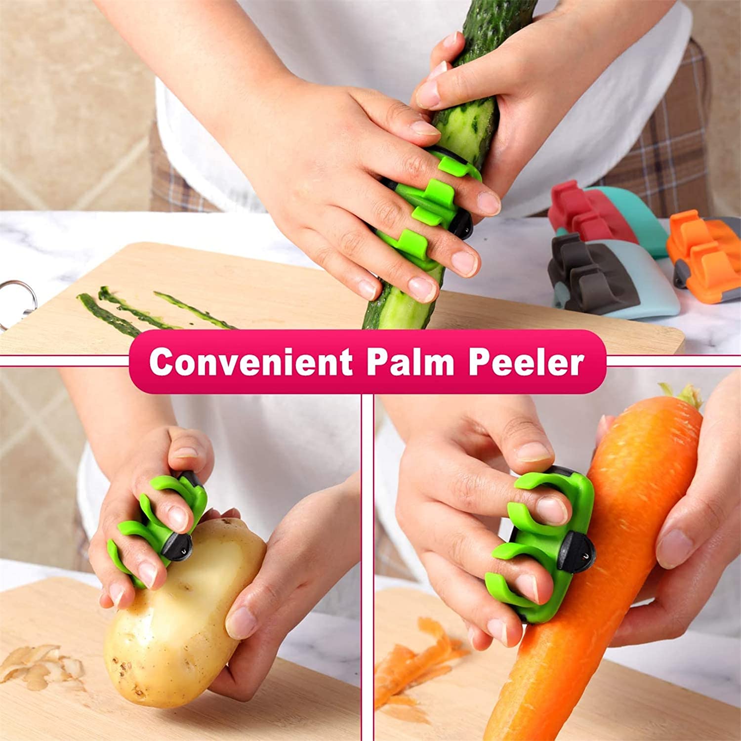 Hand Palm Peeler Fruit Hand Vegetable Peeler Potato With Rubber Finger Grip Kitchen Cooking Tool Cucumber - LootFaat