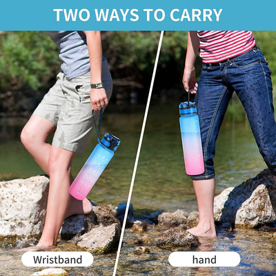 Motivational Water Bottle with Time Marker & Straw - second image