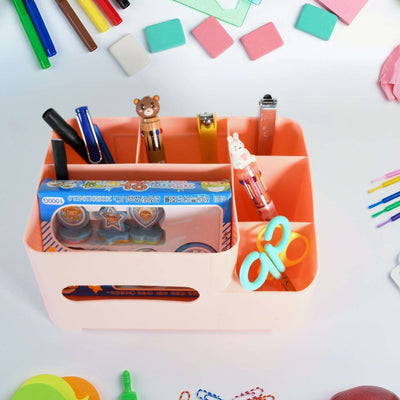 Tissue Paper Storage Holder Stationery Storage Remote Control Decorative Pen Pencil Napkin Mobile Phone Multi-function Desk Storage Organizer For Home And Office (6 Compartment) - second image