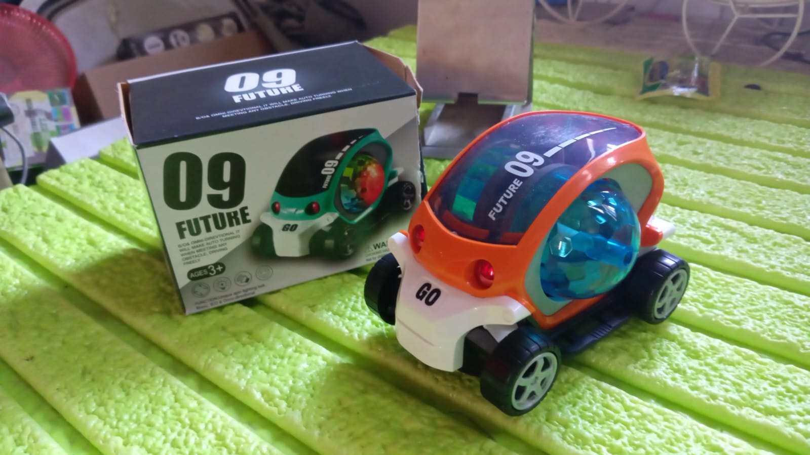Plastic 360 Degree Rotating Stunt Car Toy For Kids - Bump And Go Action With 4d Lights And Music Plastic Mini Car With Disco Ball (1 Pc  Battery Not Included) - LootFaat