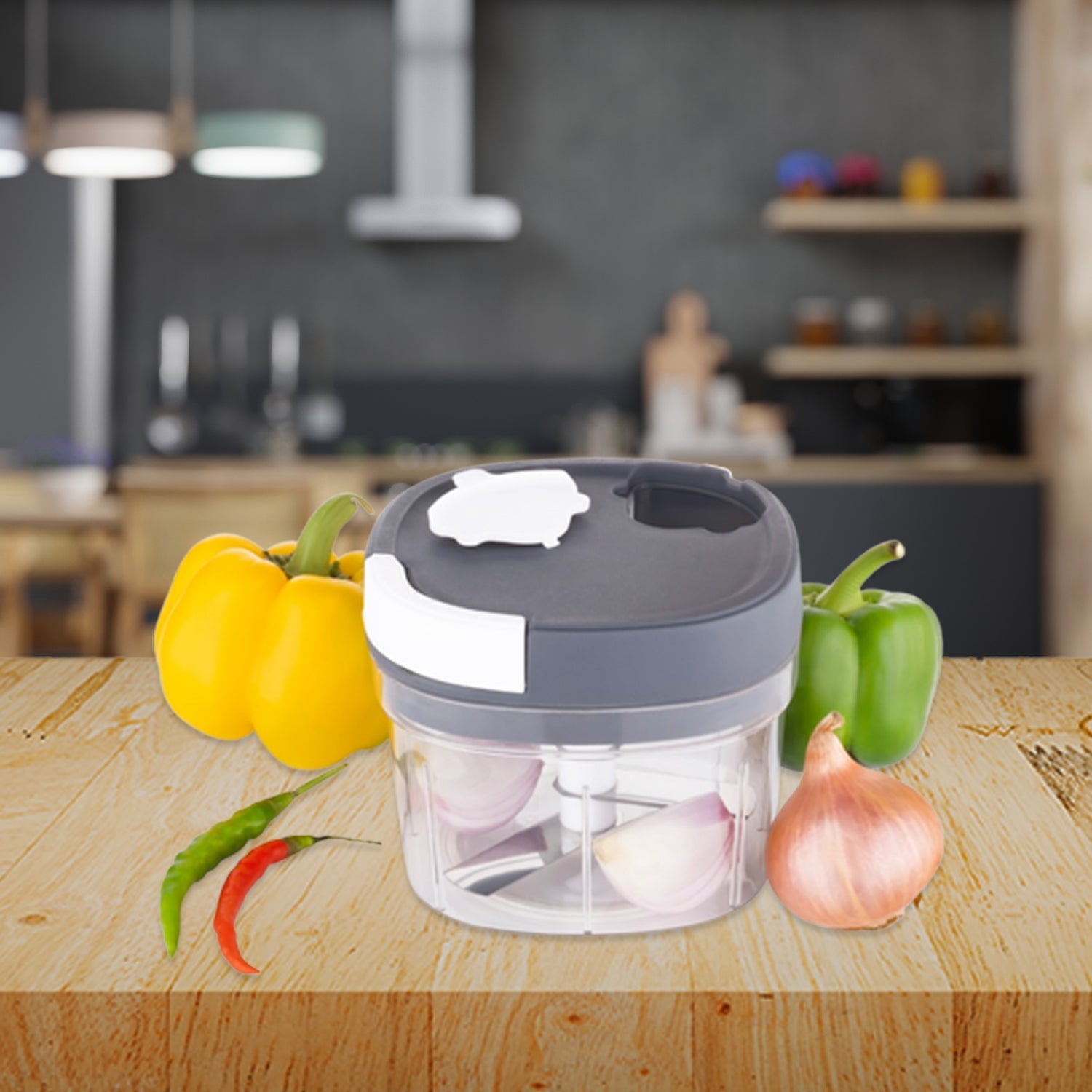 2in1 Handy Chopper And Slicer For Home  Kitchen (600ml Capacity) - LootFaat