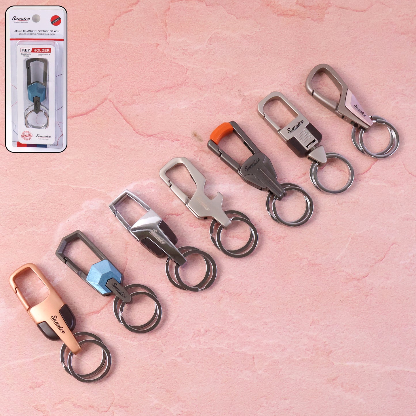 Premium Heavy-duty Metal Keychain With Carabiner Clip (1 Pc  Assorted Design)