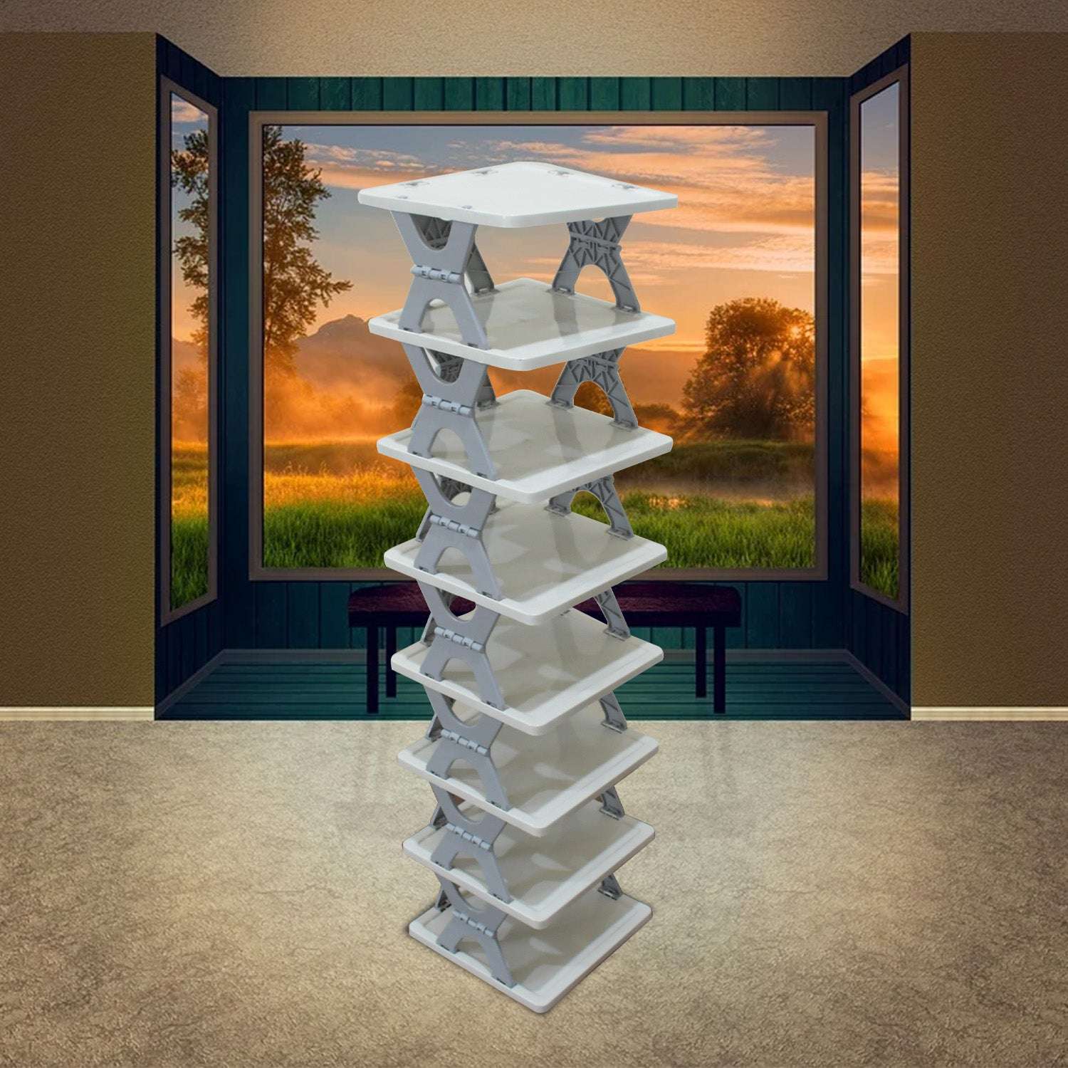 Smart Shoe Rack Shoes Stand Multifunctional Entryway Foldable  Collapsible Door Shoe Rack Free Standing Heavy Duty Plastic Shoe Shelf Storage Organizer Narrow Footwear Home (1 Pc 4 Layer 6 Layer 8 Layer) - LootFaat