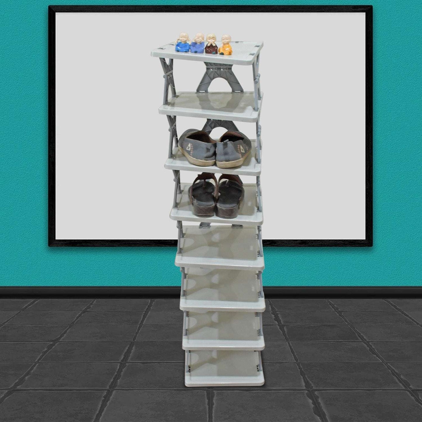 Smart Shoe Rack Shoes Stand Multifunctional Entryway Foldable  Collapsible Door Shoe Rack Free Standing Heavy Duty Plastic Shoe Shelf Storage Organizer Narrow Footwear Home (1 Pc 4 Layer 6 Layer 8 Layer) - LootFaat