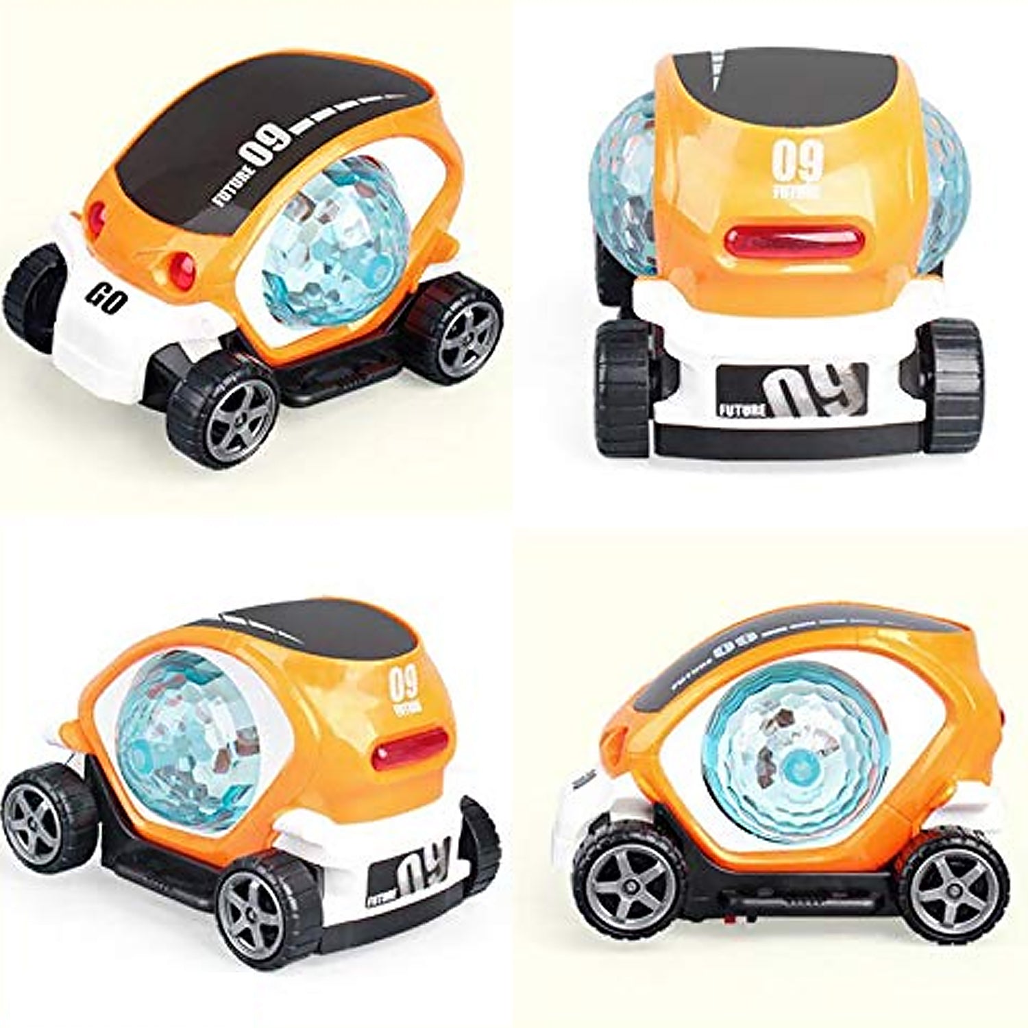 Plastic 360 Degree Rotating Stunt Car Toy For Kids - Bump And Go Action With 4d Lights And Music Plastic Mini Car With Disco Ball (1 Pc  Battery Not Included) - LootFaat
