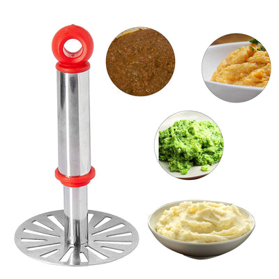 Ganesh Potatopav Bhaji Masher With Plastic Handle Silver  Plastic - Oval Pav Masher Potato 1-piece Smasher Handle Multicolor - second image