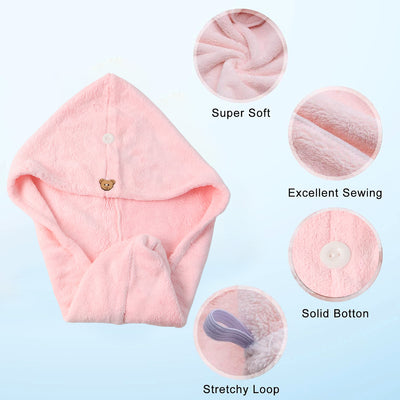 Teddy Bear Microfiber Hair Drying Towel Wrap - second image