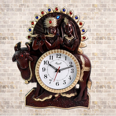 Analog Latest Stylish New Models Wall Clock With God Radha Kishan Frame