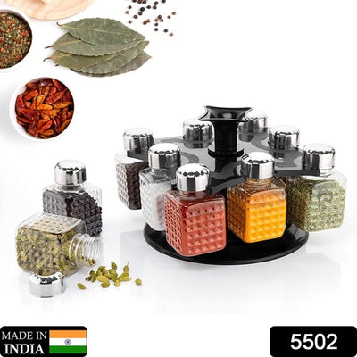 Revolving 8-Jar Spice Rack - 360° Rotating Condiment Organizer