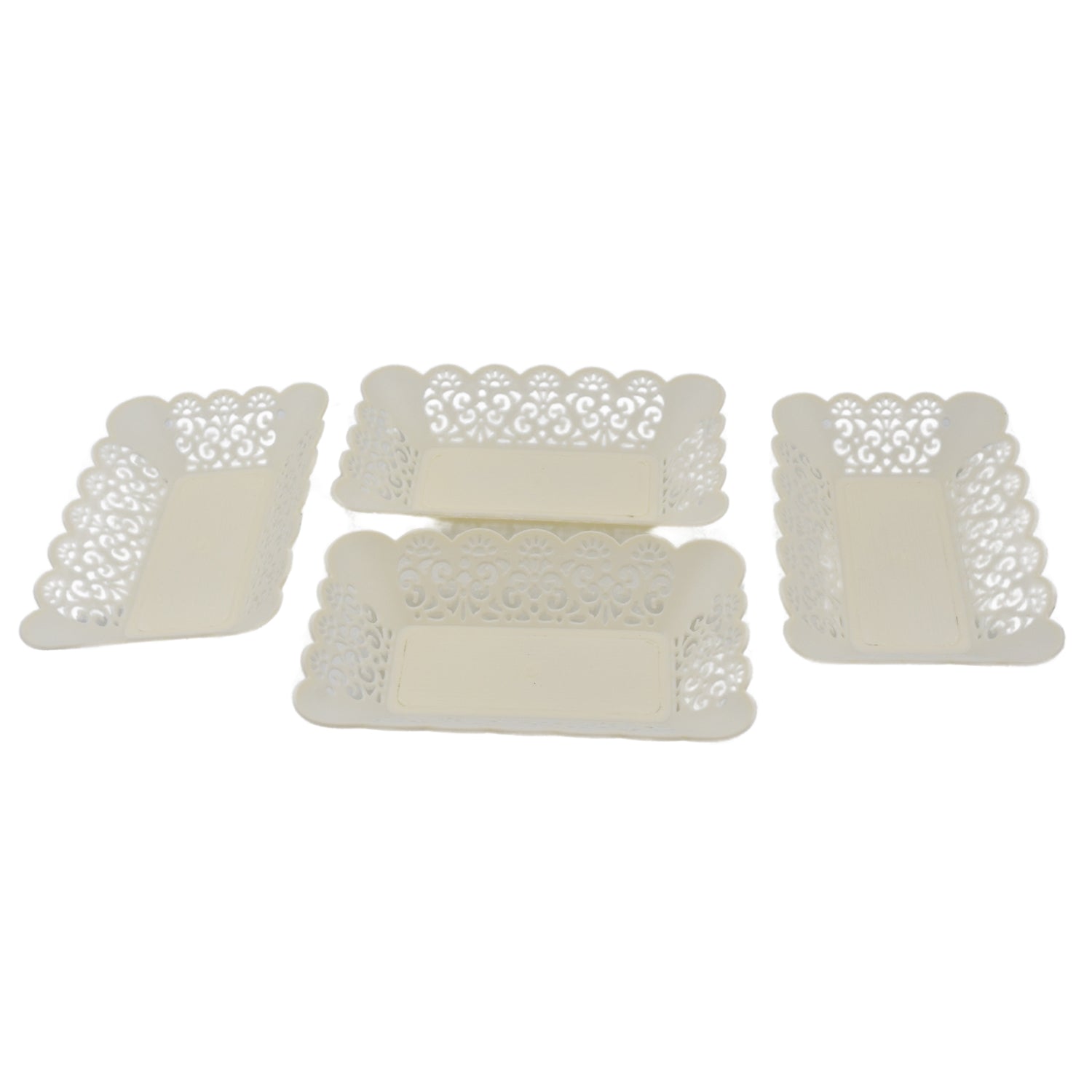 Rectangle Plastic Dinner Plate Snacks  Breakfast Restaurant Serving Trays Home School Coffee Hotel Kitchen Office (8 Pcs Set) - LootFaat