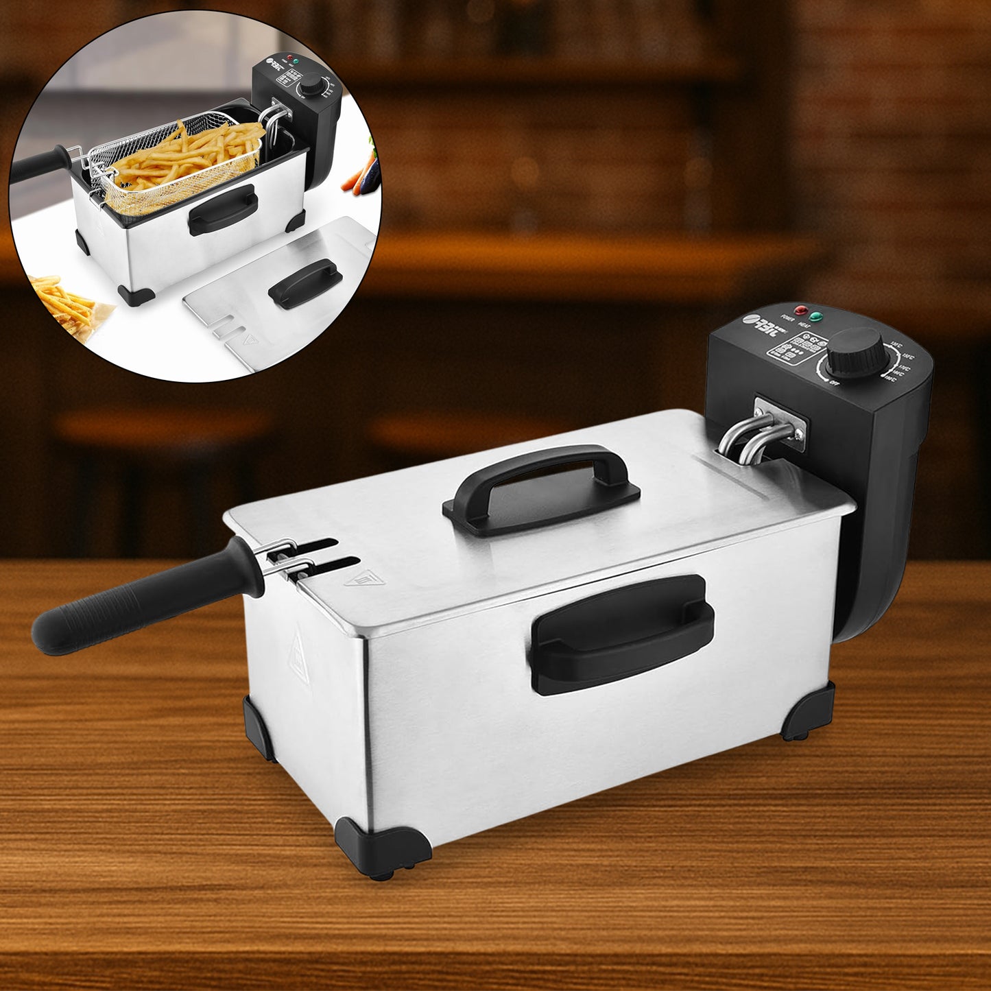 Orbit Heavy Duty 2000W Deep Fryer with 3.5 Litre Oil Capacity – Stainless Steel Electric Fryer