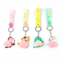 Silicone Keychain With Wrist Strap  Squeeze Toy (1 Pc Mix Design)