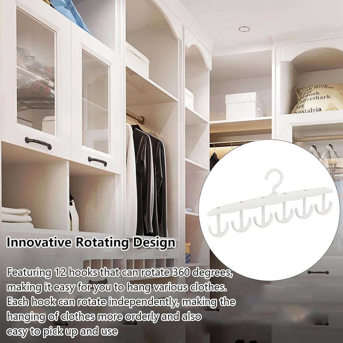Tank Top Hanger 12-hook Space Saving Hanger Capacity Rotatable Wood Space Saving Hanger Closet Organizers And Storage For Dorm  Apartment For Tank Top - LootFaat