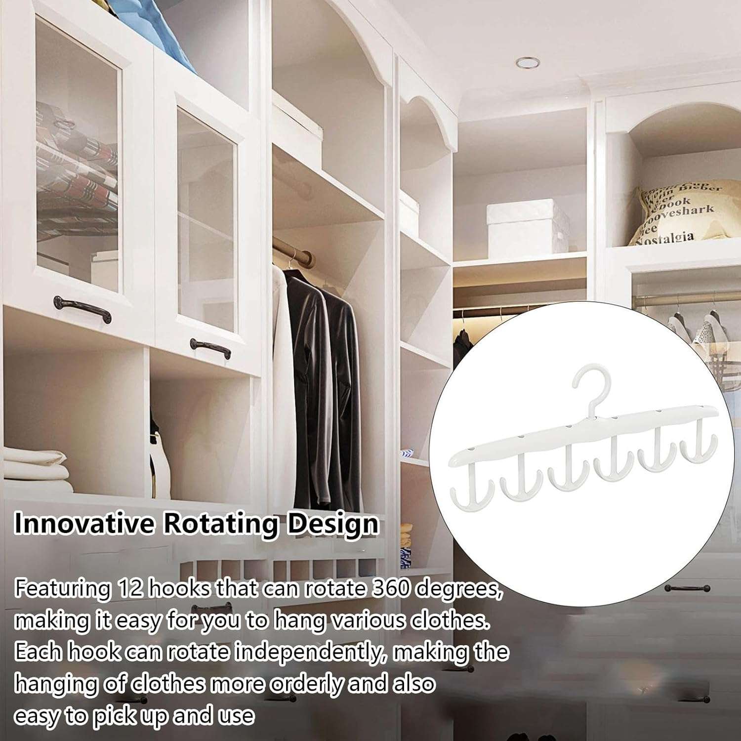 Tank Top Hanger 12-hook Space Saving Hanger Capacity Rotatable Wood Space Saving Hanger Closet Organizers And Storage For Dorm  Apartment For Tank Top - LootFaat