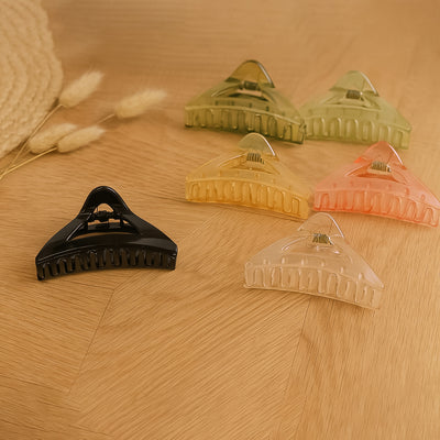 Triangle Shape Mix Color Plastic Hair Claw Clip  1 Pc Durable Grip For Women And Girls - second image