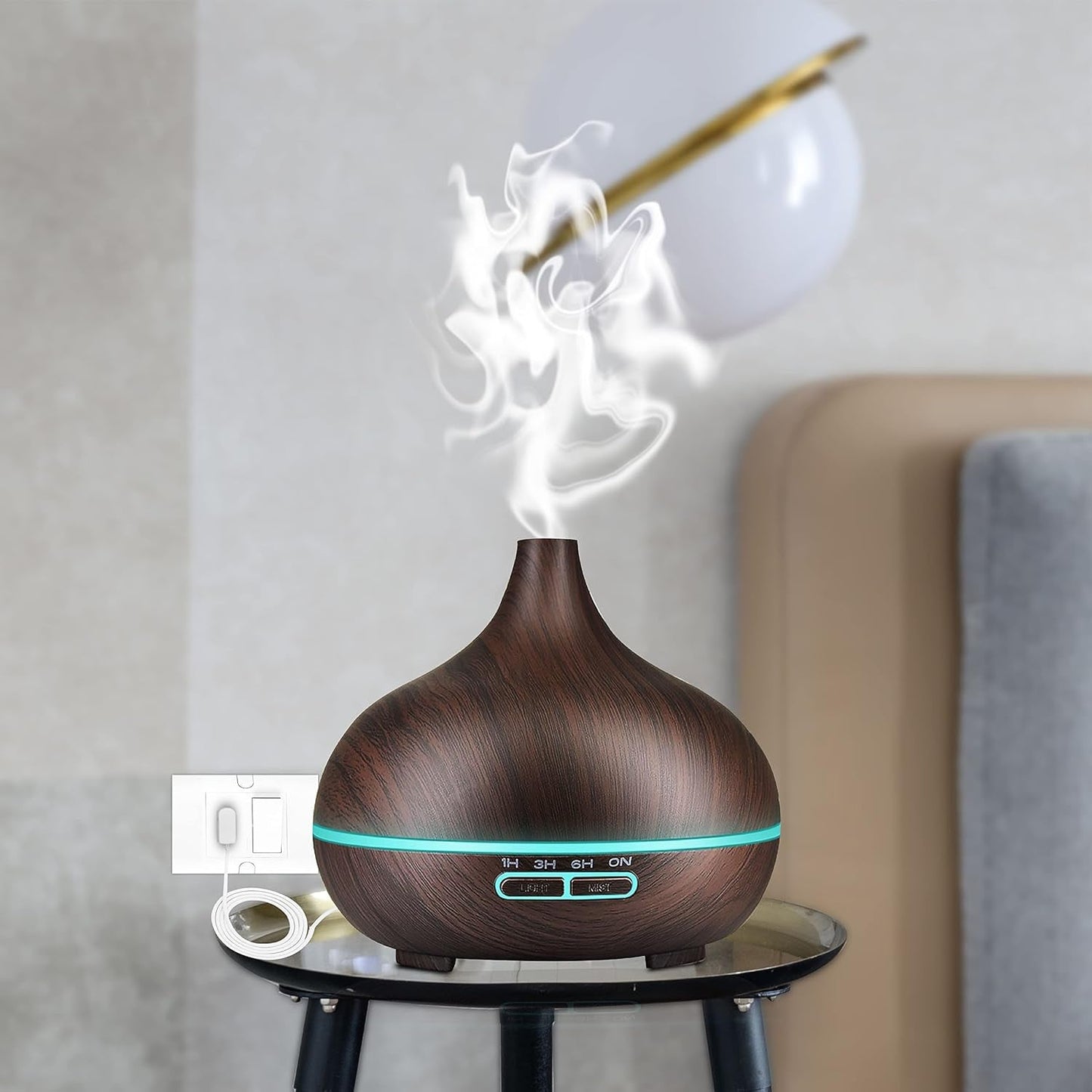 Aromatherapy Humidifier With 7 Colourful Led Light Change (500 Ml Capacity  With Remote) - LootFaat