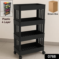 4-layer Plastic Storage Rack With Wheels