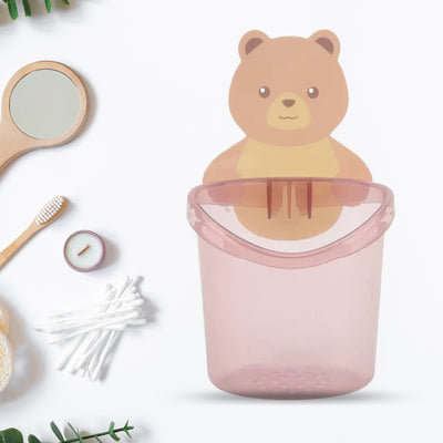 Multipurpose Wall Mount Toothbrush Holder Plastic Stand For Toothpaste Comb Brush Cream Lotion Kids Bathroom Cup Drain Waterproof Self-adhesive Teddy Bear