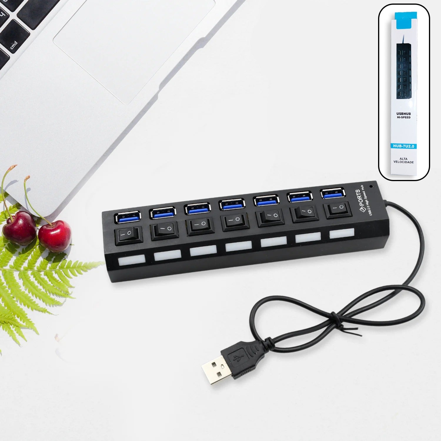 Usb Splitter Multi Port Usb 2.0 Hub 7 Port With Independent Onoff Switch And Led Indicators Usb A Port Data Hub Suitable For Pc Computer Keyboard Laptop Mobile Hdd Flash Drive Camera Etc - LootFaat