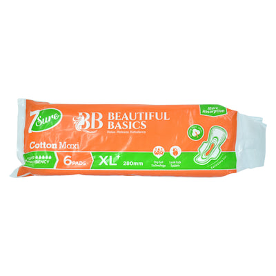Beautiful Basics Orange Cotton Maxi Sanitary Pads Xl+ 280mm Pack Of 6 Pads - second image