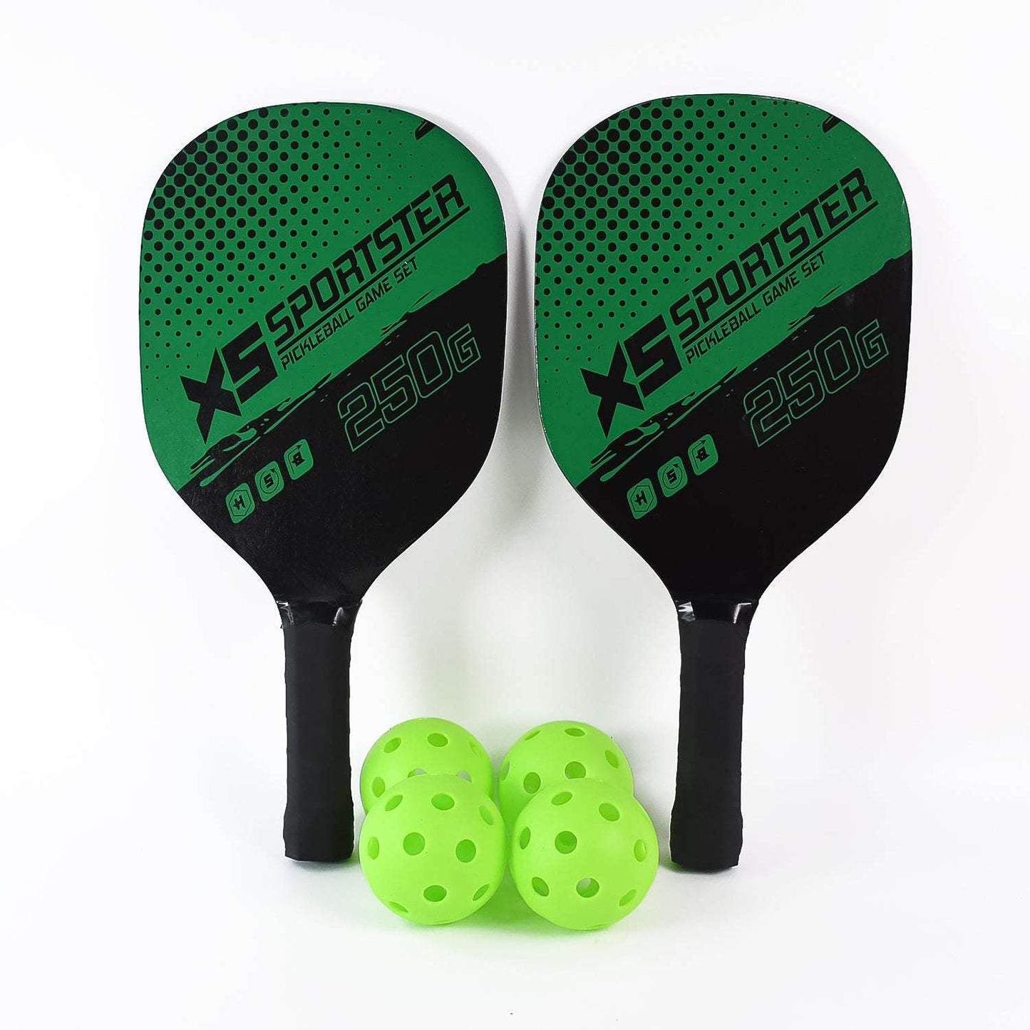 Outdoor Pickleball Paddle Set: 2 Paddles & 4 Balls for Beginners & Intermediates
