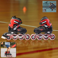Professional Adjustable Inline Skates (Medium) - PU Wheels, Aluminum Frame & Triple Safety Closure for Kids & Adults