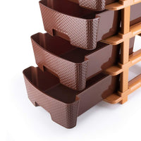 5tier Plastic Modular Drawer System For Multiple Use (Brown Colour) - LootFaat