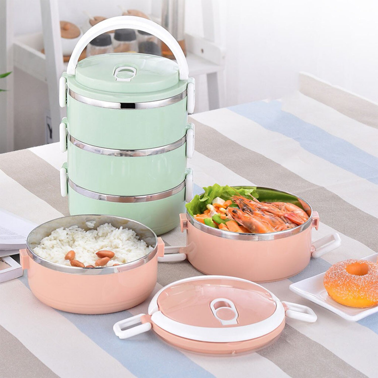Multi Layer Stainless Steel Hot Lunch Box (3 Layer) - LootFaat