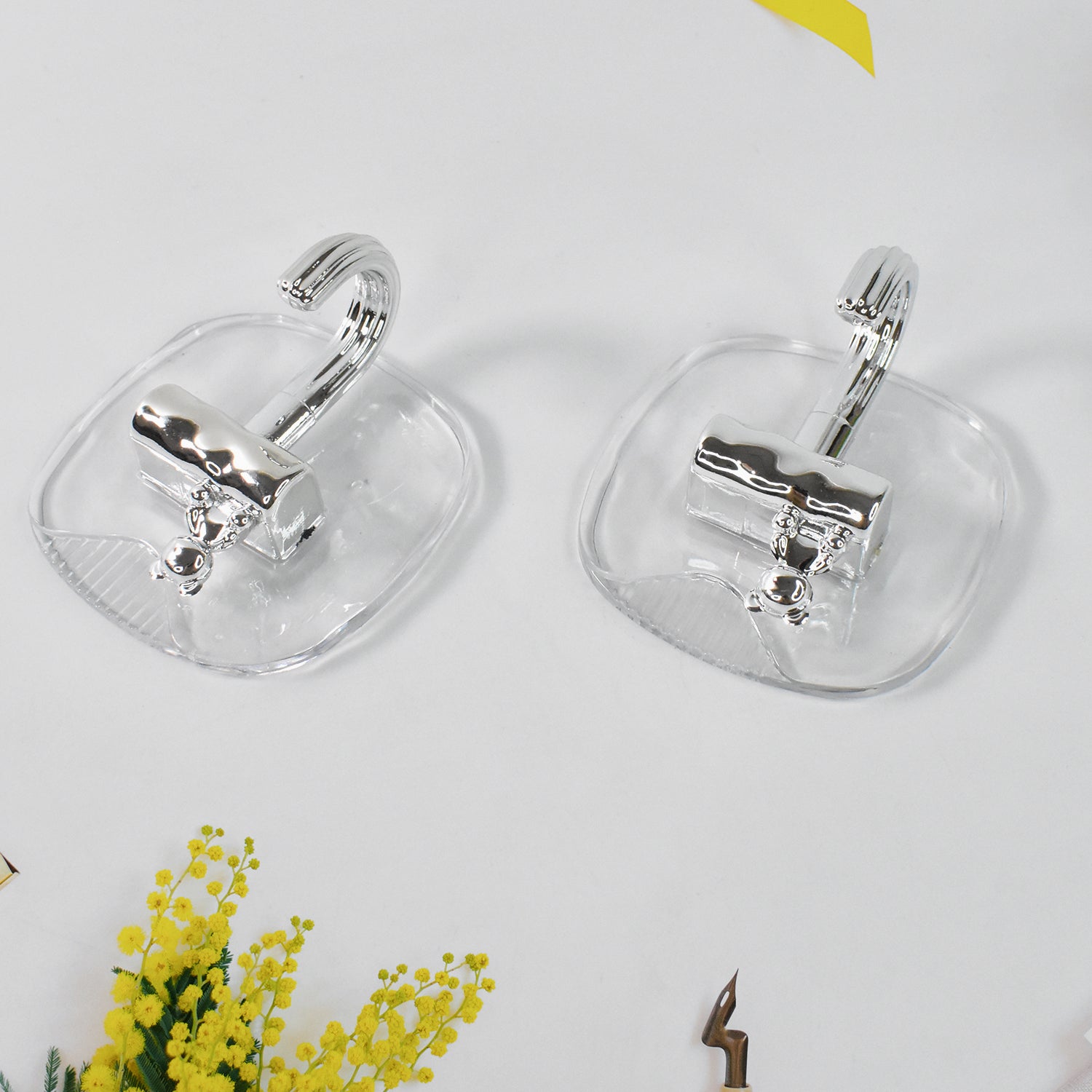 Large Plastic Self Adhesive Wall Hooks (2 Pc) - LootFaat
