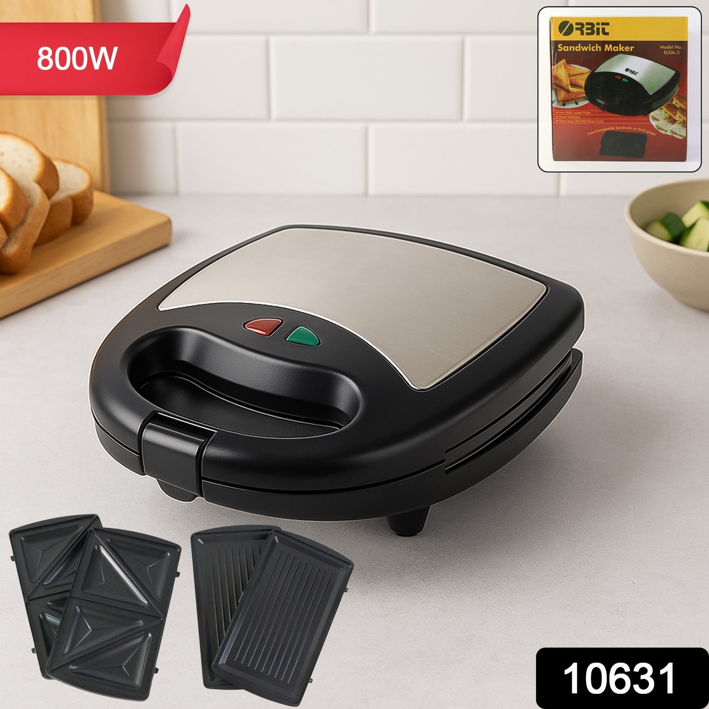 Orbit Interchangeable Plate Sandwich Maker (800W)