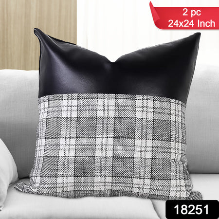 Pillow Covers Cushion Cases Soft Leather And Cotton (23  22 Inch  1 Pair  2 Pc) - LootFaat