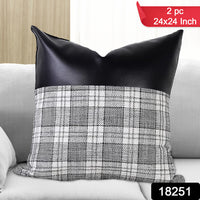 Pillow Covers Cushion Cases Soft Leather And Cotton (23  22 Inch  1 Pair  2 Pc) - LootFaat
