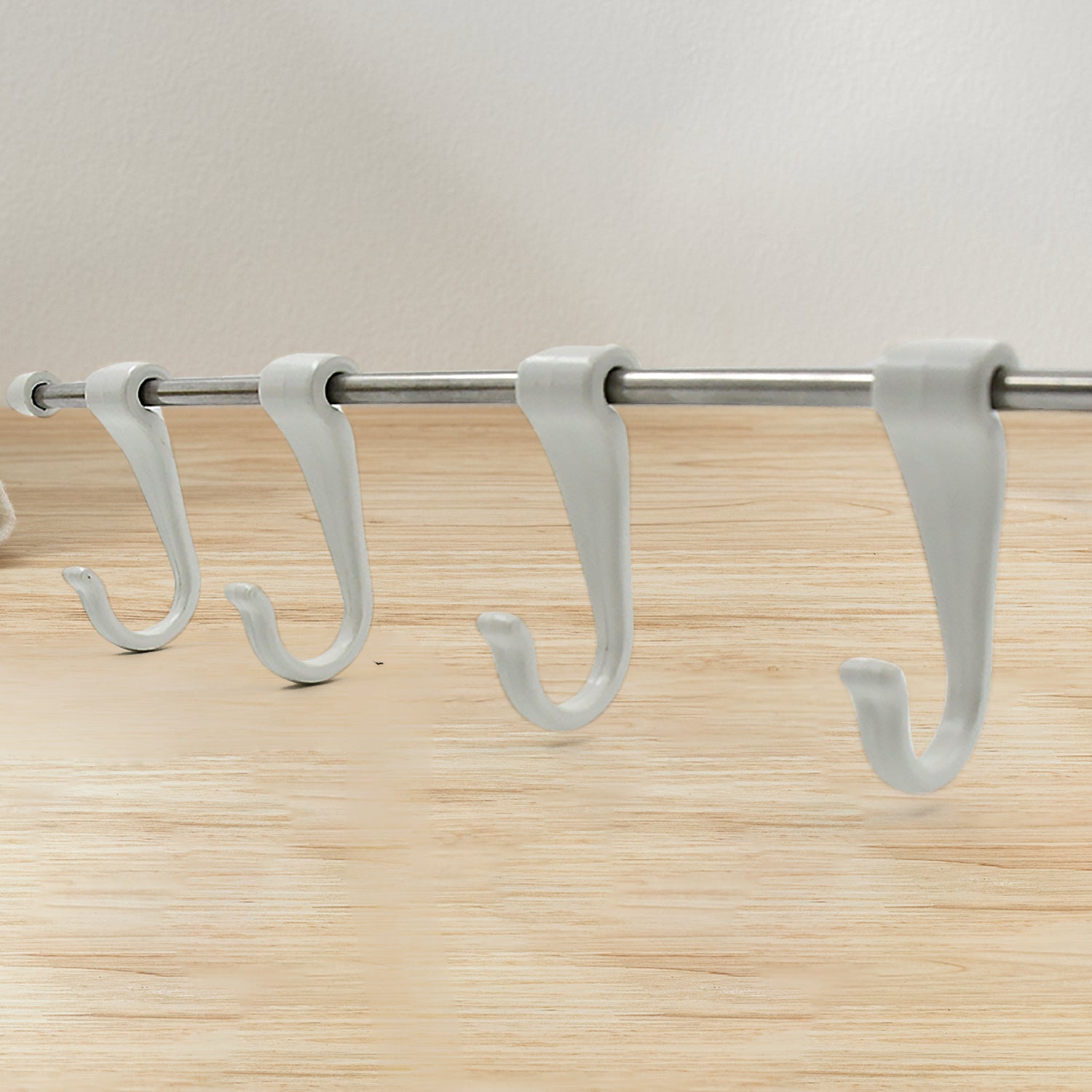 Stainless Steel Utensil Hanger Rail Nail Free Wall Mount With 2 Magic Stickers  6 Plastic Hooks For Kitchen - LootFaat