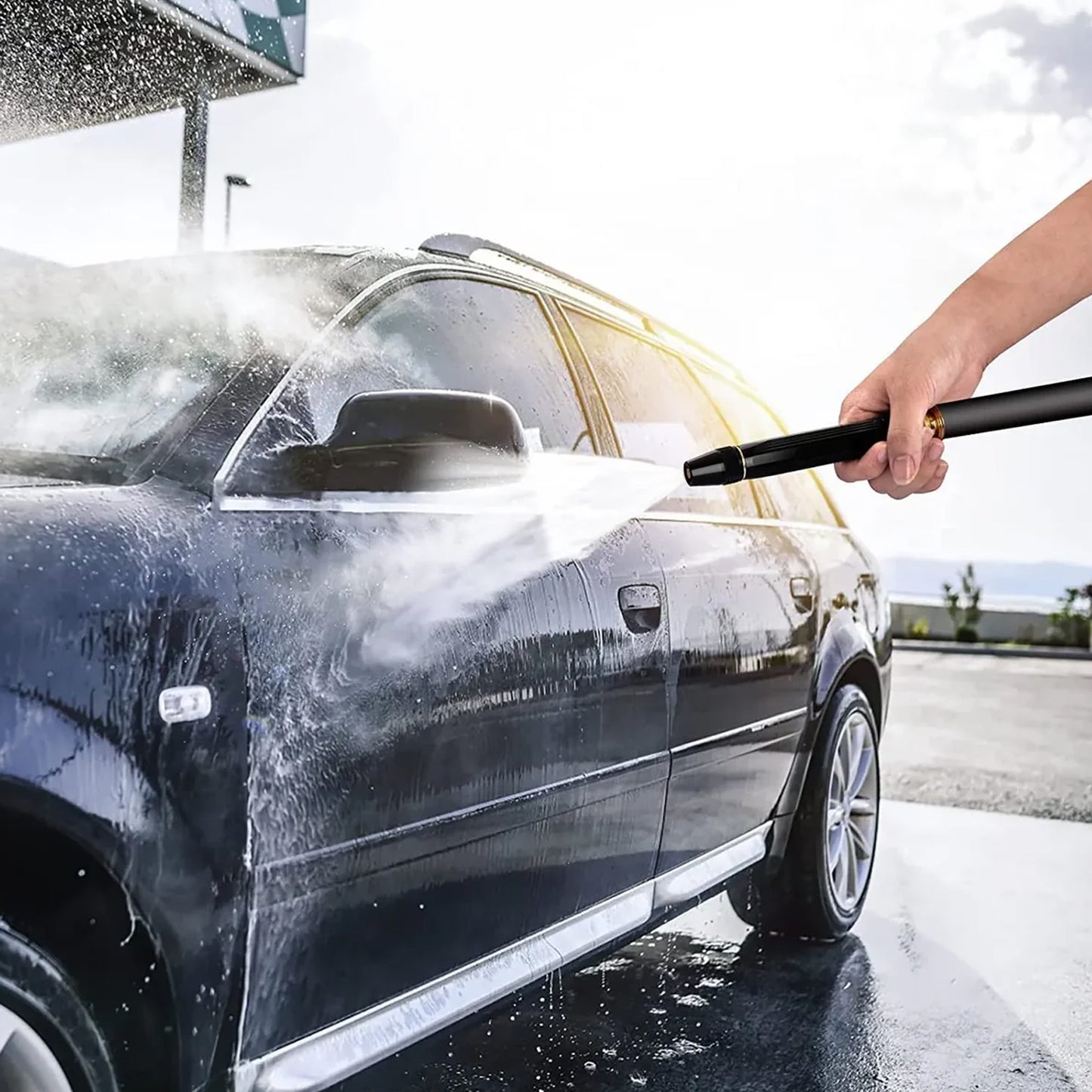 High Pressure Car Washer Spray Gun with Adjustable Nozzle & Connectors