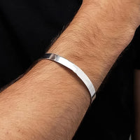 Minimalist Polished Open-ended Silver-tone Stainless Steel Kada (1 Pc)