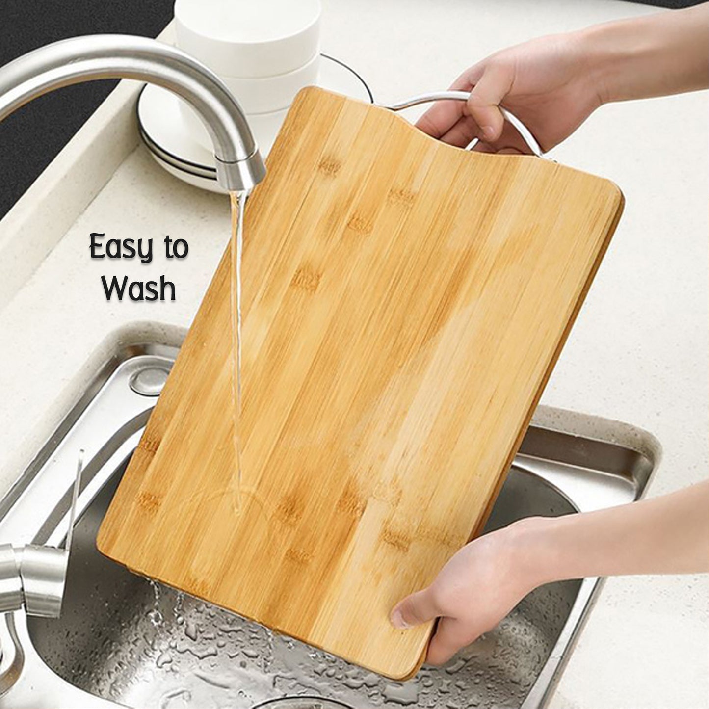 2315 Thick Wooden Bamboo Kitchen Chopping Cutting Slicing Board With Holder For Fruits Vegetables Meat