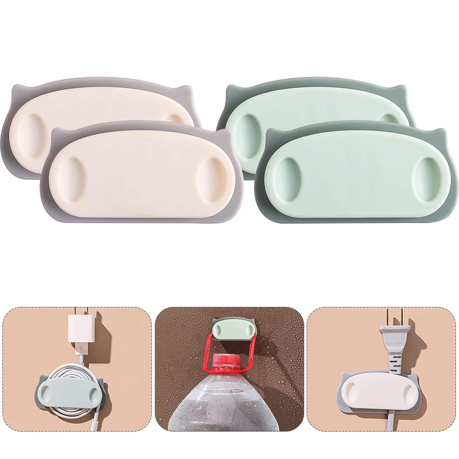 Pig Plug Wire Organizer Cable Holder Clips With Self-adhesive Pad (4 Pcs Set) - LootFaat