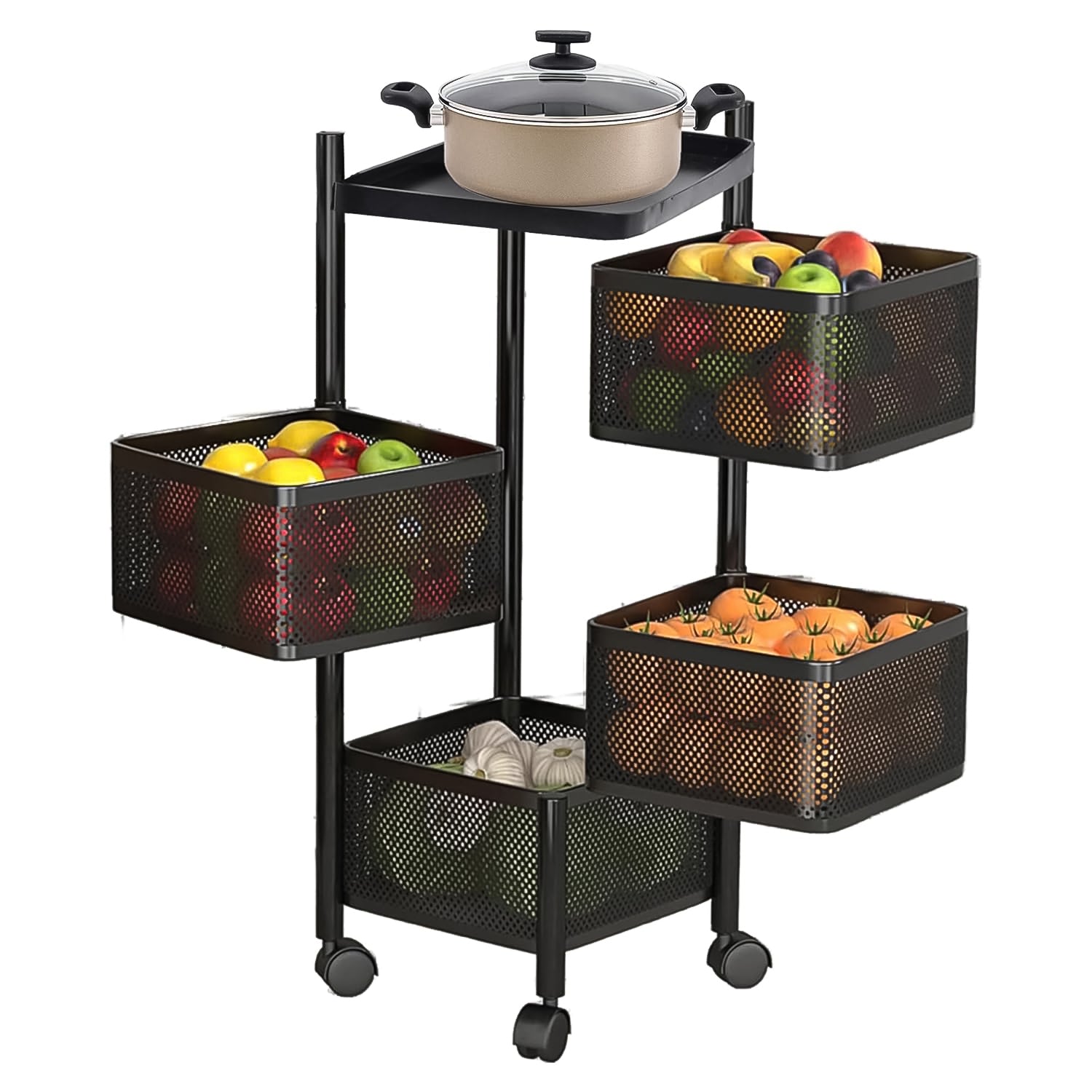 Metal Square High Quality Kitchen Trolley With Wheels (4 Layer  1 Pc) - LootFaat