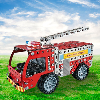 DIY Metal Fire Truck Building Kit - 292 Pcs Construction Set for Kids
