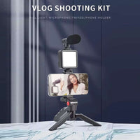 Vlogging Kit For Video Making With Mic Mini Tripod Stand Led Light  Phone Holder Clip For Making Videos - LootFaat