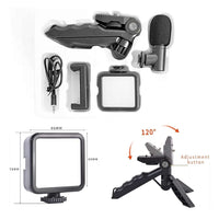Vlogging Kit For Video Making With Mic Mini Tripod Stand Led Light  Phone Holder Clip For Making Videos - LootFaat