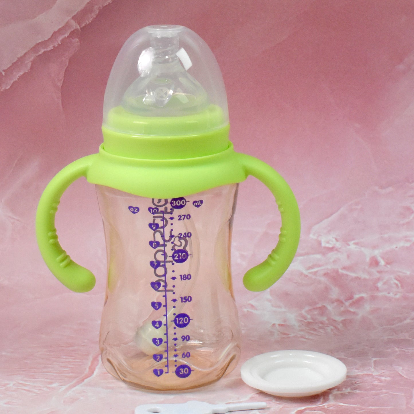 Plastic Baby Feeding Bottle With Handles Cleaning Brush  Straw (300 Ml  1 Pc) - LootFaat