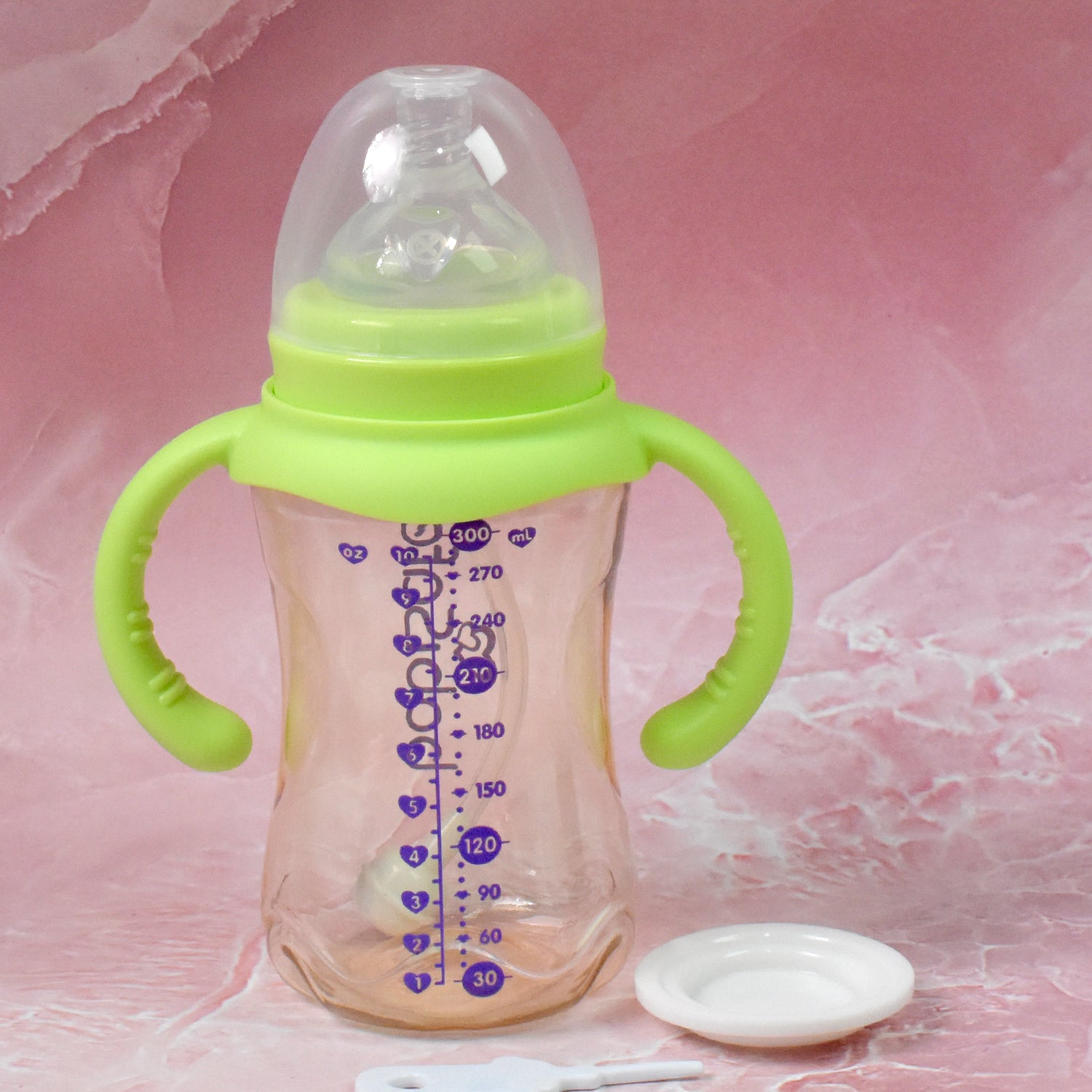 Plastic Baby Feeding Bottle With Handles Cleaning Brush  Straw (300 Ml  1 Pc) - LootFaat