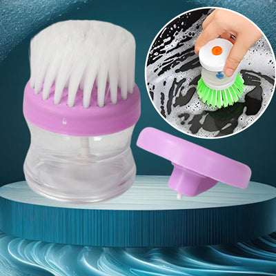 Plastic Wash Basin Brush Cleaner With Liquid Soap Dispenser (Multicolour)