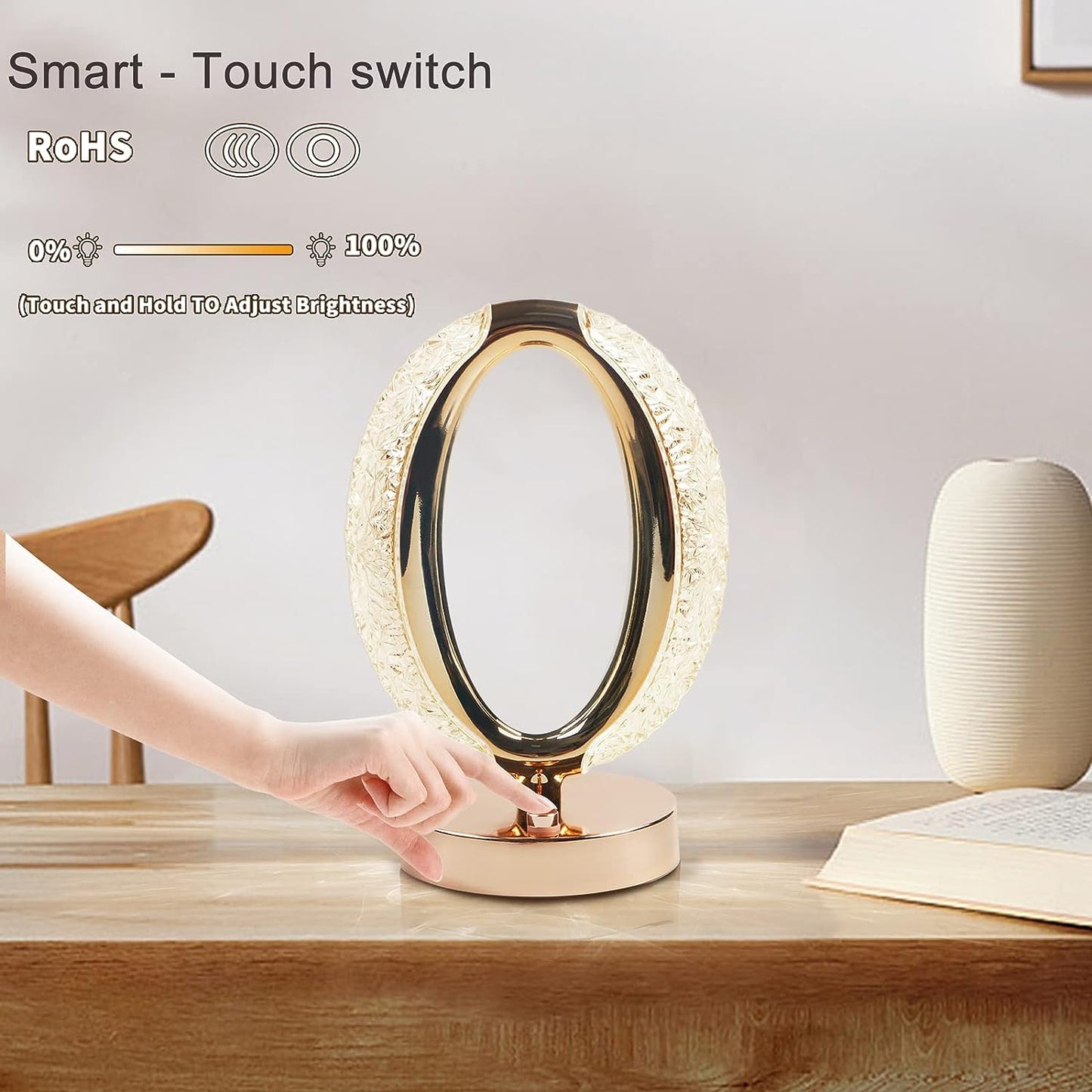 Touch Control Crystal Table Desk Lamp 3-way Dimmable Light Usb Rechargeable Crystal Diamond Table Lamp Exquisite Night Stand Light Lamp Beside Lamp For Bedroom Living Room Decorative Desk Lamp - LootFaat