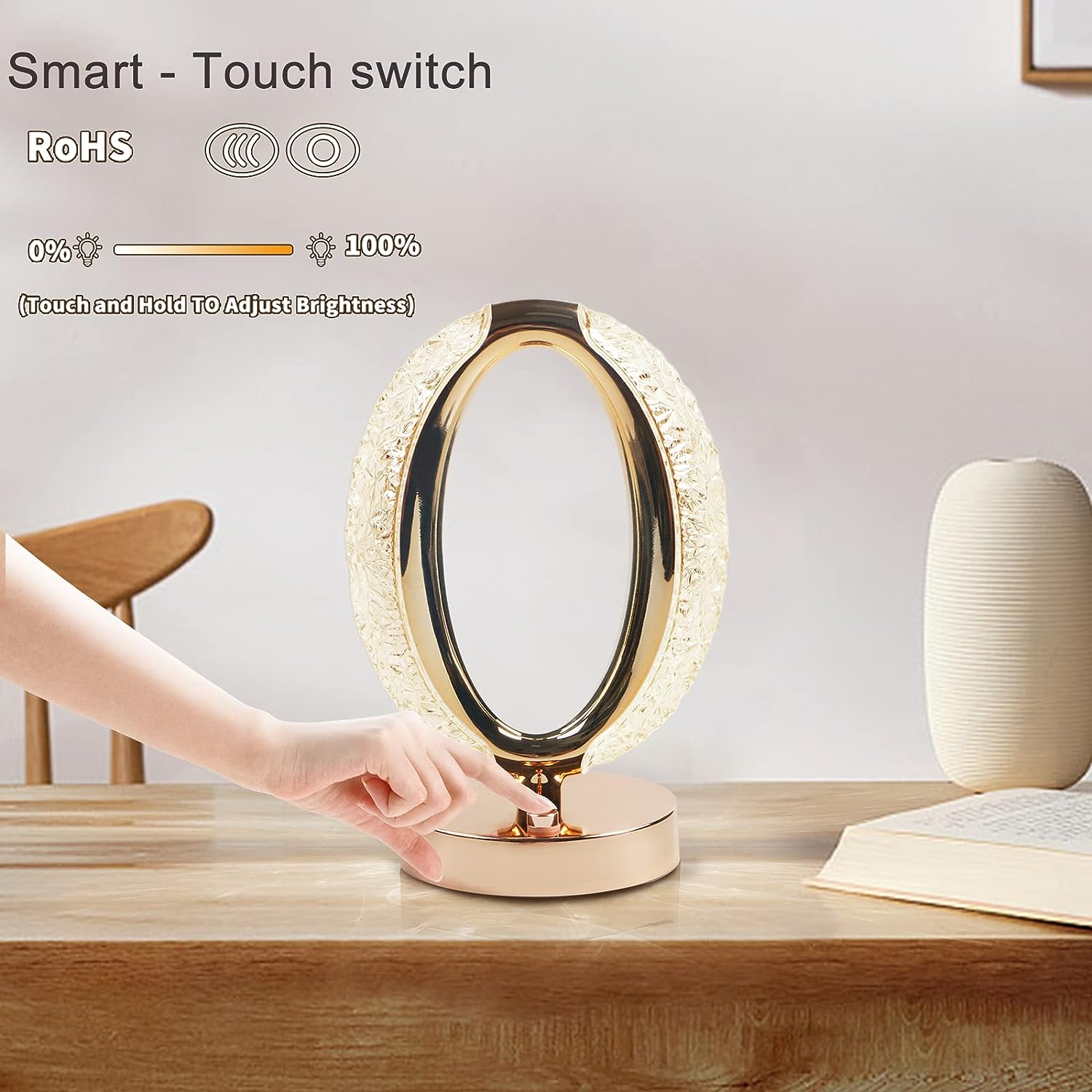 Touch Control Crystal Table Desk Lamp 3-way Dimmable Light Usb Rechargeable Crystal Diamond Table Lamp Exquisite Night Stand Light Lamp Beside Lamp For Bedroom Living Room Decorative Desk Lamp - LootFaat