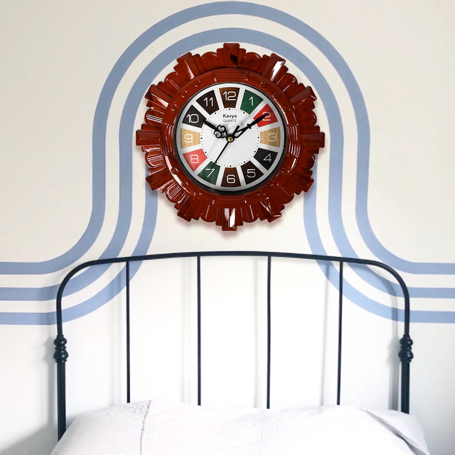 Wooden Look Designer Wall Clock Plastic Decorative Latest Wall Clock Battery Operated Round Easy To Read For Roomhomekitchenbedroomofficeschool - LootFaat