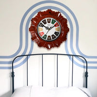 Wooden Look Designer Wall Clock Plastic Decorative Latest Wall Clock Battery Operated Round Easy To Read For Roomhomekitchenbedroomofficeschool - LootFaat