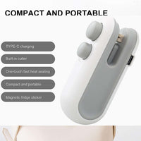 2-in-1 Mini Bag Sealer & Cutter - Rechargeable Food Sealer